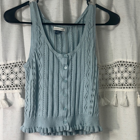 American Eagle Outfitters Tops - American Eagle Outfitters Powder Blue Knit Button Tank